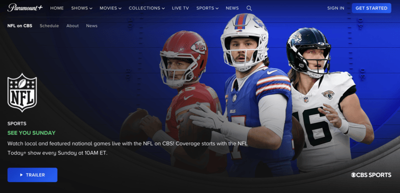 CBS NFL streaming on Paramount+