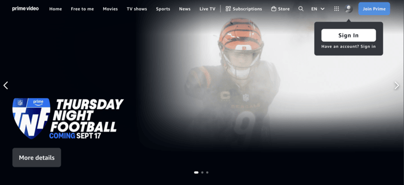 NFL streaming on Amazon Prime Video