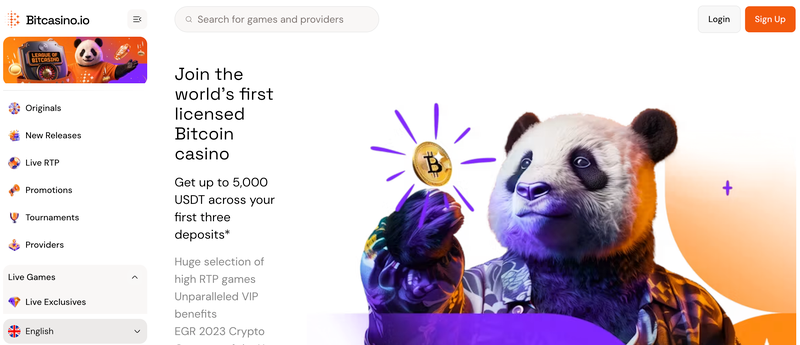 Bitcasino homepage