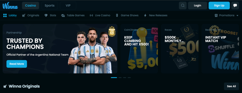 Winna user interface